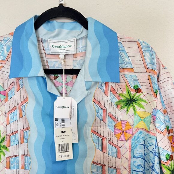 272 NWT Casablanca Le Plongeon Shirt Men Size Large Color Blue - Picture 6 of 10